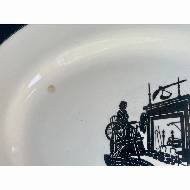 Ceramic Vintage Harker Platter – Colonial Lady Pattern - 1940s Bakerite Oval Serving Plate For Sale - Image 7 of 7