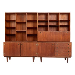 Mid-Century Danish Teak Wall Unit Bookcase by Peter Løvig Nielsen, Pair, 1960s For Sale