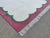 Handmade Cotton Cream, Forest Green and Raspberry Pink Washed Border Scalloped Rug For Sale - Image 6 of 11