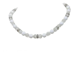 Vintage Signed Napier White and Clear/White Givre Beaded Necklace