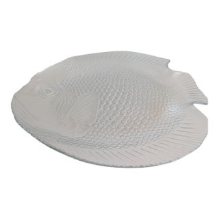 Vintage Arcoroc France Clear Glass Fish Platter For Sale