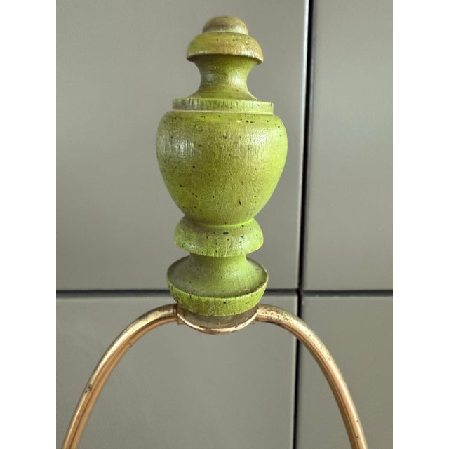 Ceramic Mid Century Large Staked Green and Cream Ceramic Table Lamp For Sale - Image 7 of 8