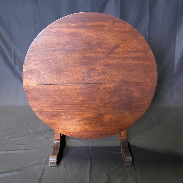 French Round Cherry French Vigneron Tilt Top Wine Tasting Table For Sale - Image 3 of 9