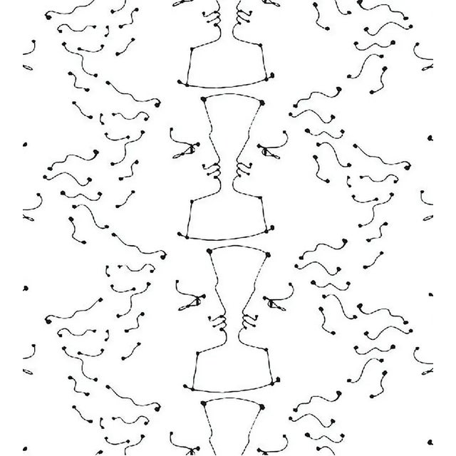 Contemporary Sample - Lelievre for The House of Scalamandr�� Tete A Tete Wallcovering, Ivoire Noir For Sale - Image 3 of 3