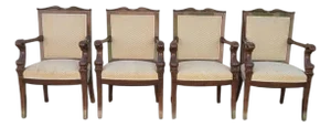 1970s 4 Empire Mahogany Dolphin Arm Chairs