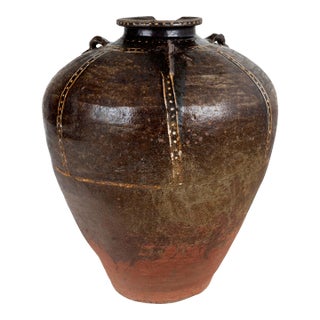 19th Century Monumental Cracked Chinese Oil Jar For Sale