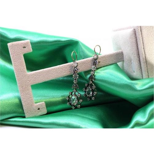 Gold and Silver Earrings with Zirconias and Floral Applications, Set of 2, in Very Good conditions. Designed 1980 to 1989...