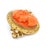 Late 19th Century Victorian Hand-Carved Mediterranean Coral Cameo Brooch in 14k Gold With Seed Pearls For Sale In Miami - Image 6 of 13