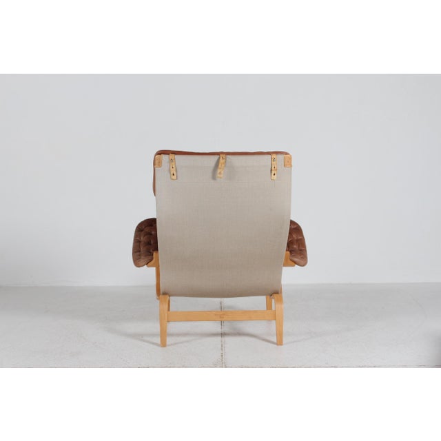 Set of Pernilla Lounge Chair and Ottoman in Beech and Aniline Leather by Bruno Mathsson for Dux, Sweden, 1994 For Sale - Image 6 of 18