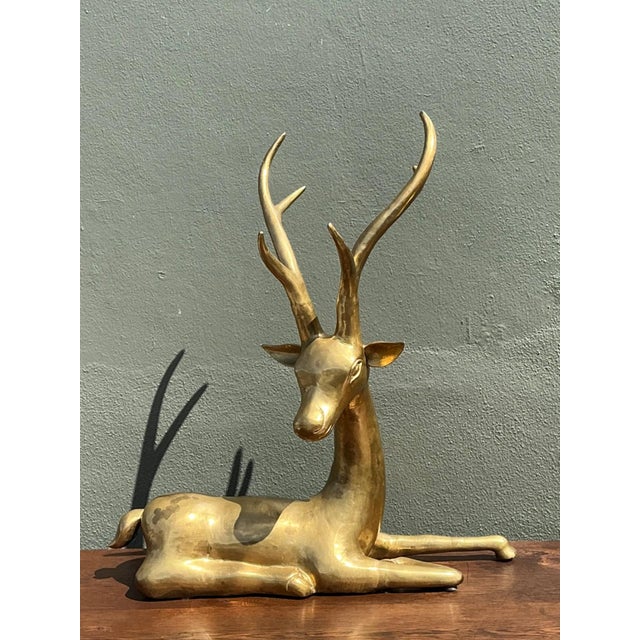 Vintage Brass Deer Sculpture For Sale - Image 9 of 16