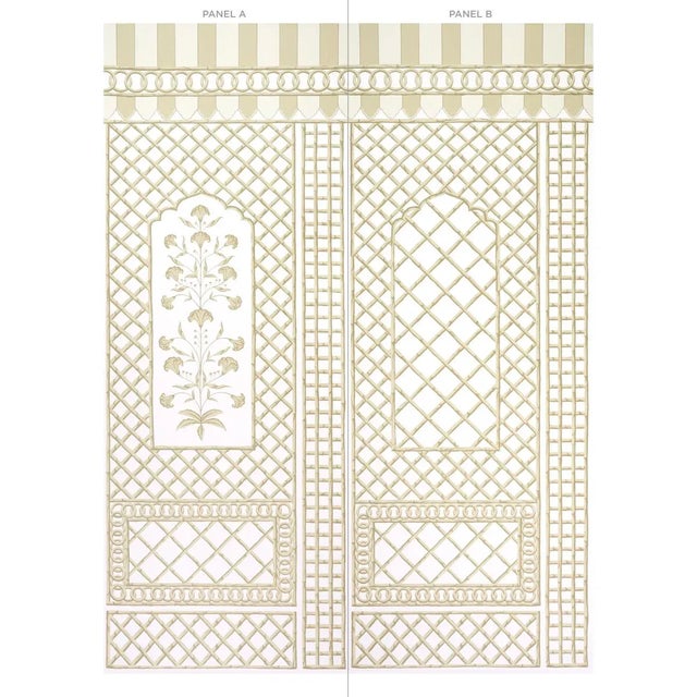 Contemporary Sample - Schumacher x Marie-Anne Oudejans Bamboo Trellis Panel B in Neutral For Sale - Image 3 of 4