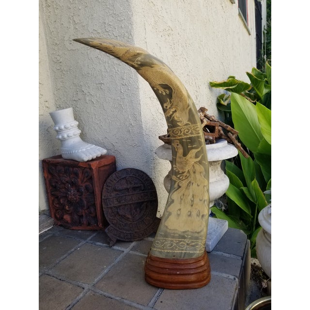Vintage Carved Ox Horn Chairish