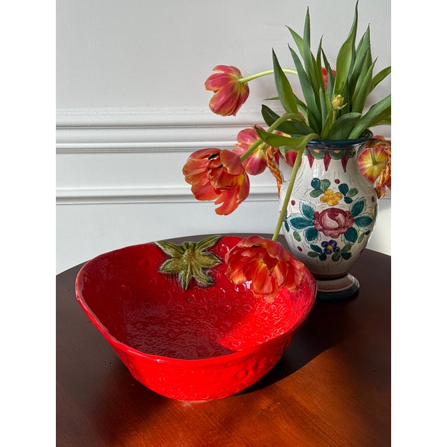 Vintage Italian Ceramic Strawberry Serving Bowl For Sale - Image 15 of 15