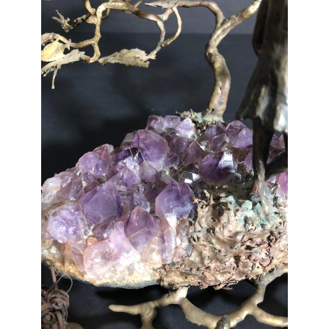 Metal Late 20th Century Ron Bertocchi Bronze and Amethyst Sculpture of Young Girl and Tree For Sale - Image 7 of 11
