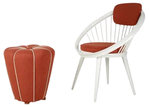 Set of Lounge Chair with Tabouret, 1950s