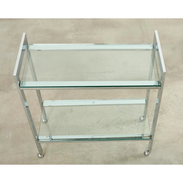 Mid 20th Century Milo Baughman Style Mid-Century Chrome Two Tier Bar Cart For Sale - Image 5 of 17