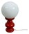 White Murano Glass Table Lamp with Red Wood Base, 1960s For Sale