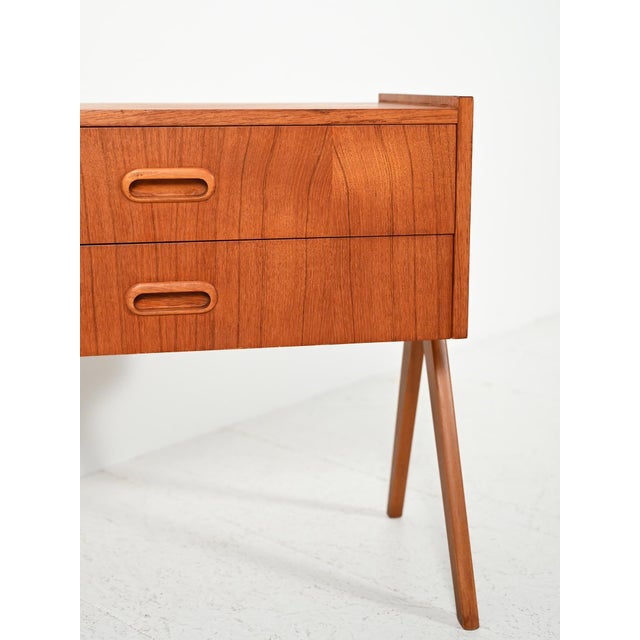 Scandinavian Teak Bedside Table with Two Drawers, 1960s For Sale - Image 6 of 9