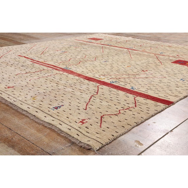 Beige Vintage Persian Gabbeh Rug, 08'01 X 09'02 For Sale - Image 8 of 10