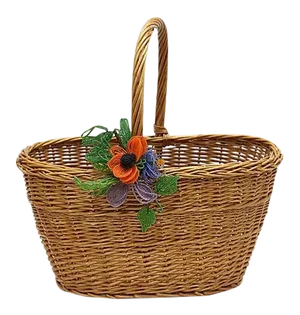Midcentury French Wicker Market Basket