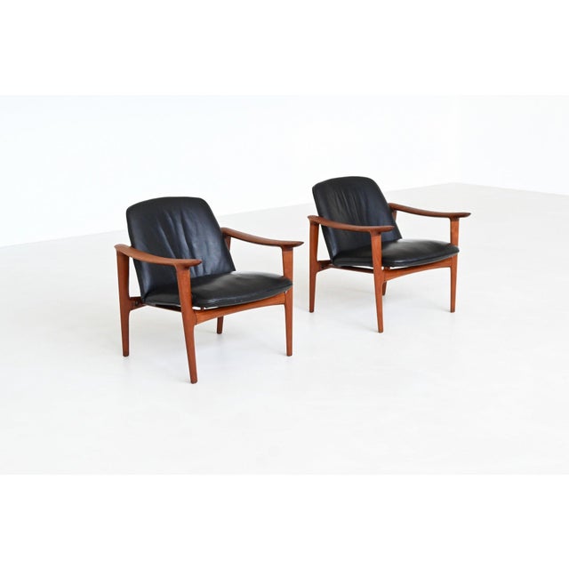 Scandinavian Lounge Chairs in Teak and Leather from Westnofa, Norway, 1960s, Set of 2 For Sale - Image 4 of 18