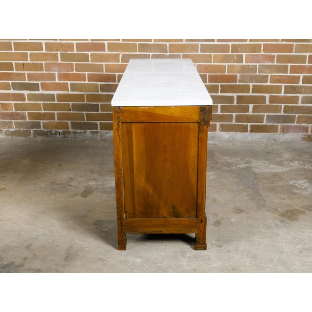 French Walnut 19th Century Three-Door Enfilade with Marble Top and Pilasters For Sale - Image 4 of 12