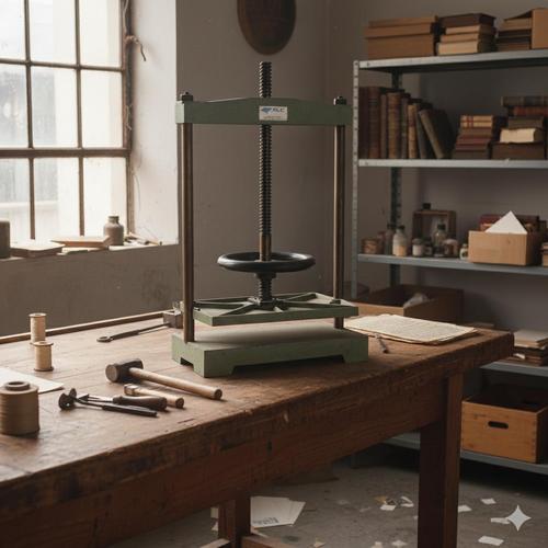 This impressive professional press is a piece of industrial modernism of exceptional charm, originally used in bookbinding...