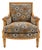Carved Wood Armchair in Blue & Ochre For Sale