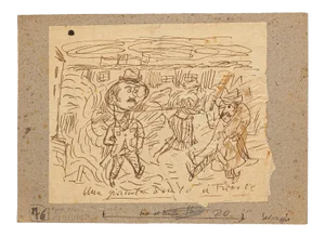 One Day - Original China Ink Drawing by A. Mezio - 1938 1938