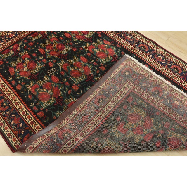 Vintage Afshar Rug 5'4'' X 8'3'' Black Wool Traditional Hand-Knotted Carpet For Sale - Image 14 of 15