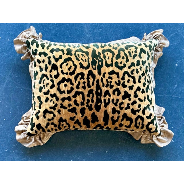 Vintage Regency Scalamandre Leopard Velvet Throw Pillow For Sale - Image 9 of 12