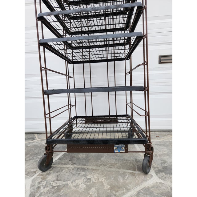 1980s 1980s Vintage Industrial Storage Rack on Wheels With Sliding Trays For Sale - Image 5 of 10