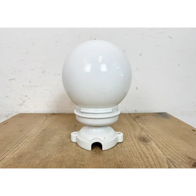 Ceramic Vintage Porcelain and Milk Glass Ceiling Light, 1960s For Sale - Image 7 of 16