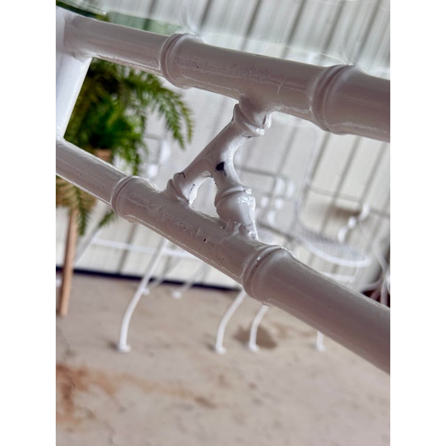 White Vintage Coastal Regency Faux Bamboo Game or Card Table by Phyllis Morris For Sale - Image 8 of 12