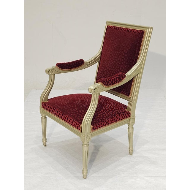 Red Louis XVI Armchair, 2010s For Sale - Image 8 of 8