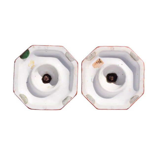 Pair of Italian Porcelain Candlesticks, Iron-Red and Gilt For Sale - Image 13 of 13