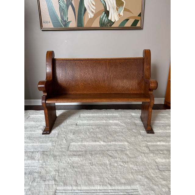 Antique Solid Mission Carved Oak Wood Church Pew Bench Beautiful solid oak wood church pew bench. This used to be a much...