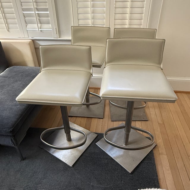 Set of 4 DWR Bottega Piston Stools For Sale - Image 10 of 13