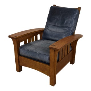 Stickley Leather Mission Oak Morris Chair For Sale