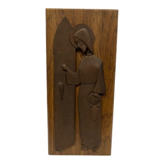 A Modernist Carved Wooden Religious Plaque Depicting Jesus Christ For Sale