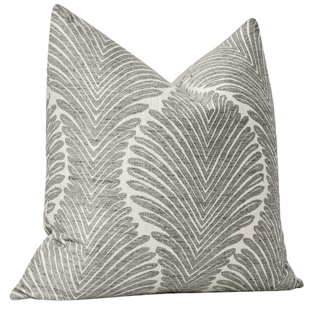Contemporary 22" Charcoal Musgrove Chenille Pillows - A Pair For Sale - Image 3 of 4