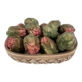 Vintage Italian Ceramic Majolica Artichoke Basket For Sale