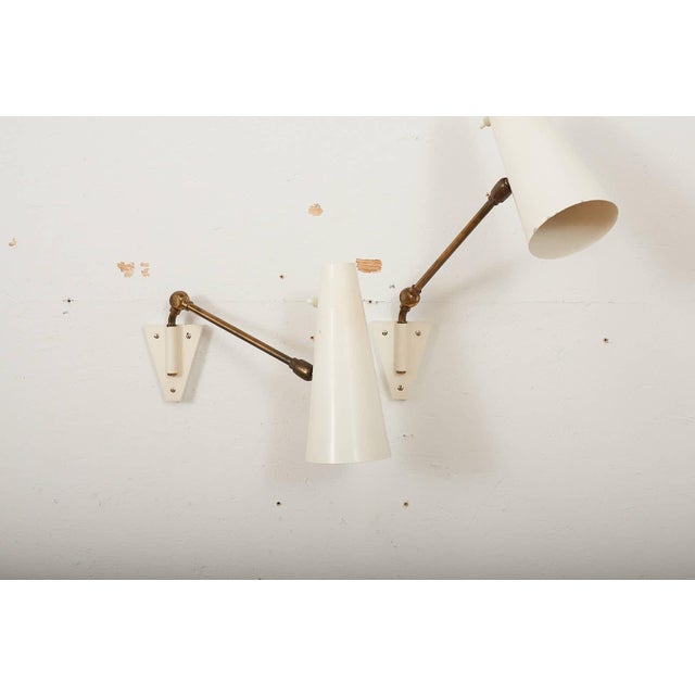 Wall Lamps in White Lacquered Metal, Set of 2 For Sale - Image 5 of 11