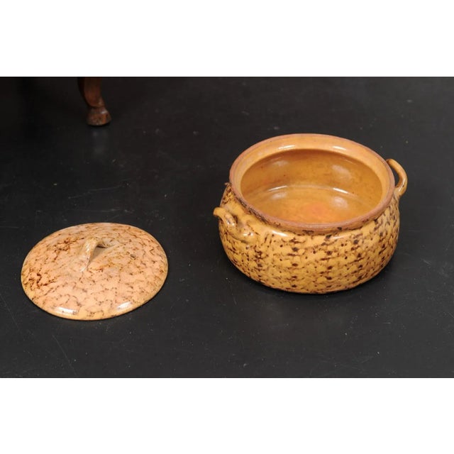 French 19th Century Pottery Covered Baking Dish with Brown Blotched Glaze For Sale In Atlanta - Image 6 of 12