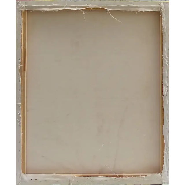 Red Vintage Large Cubist Abstract Oil Painting For Sale - Image 8 of 9