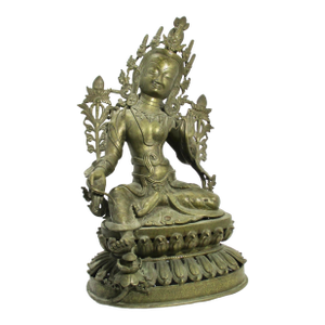 Antique Nepalese Green Tara Brass Sculpture