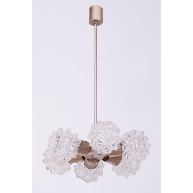 Mid-Century Modern Mid-Century Czech Chandelier in Brass and Glass attributed to Kamenický Šenov, 1960s For Sale - Image 3 of 11