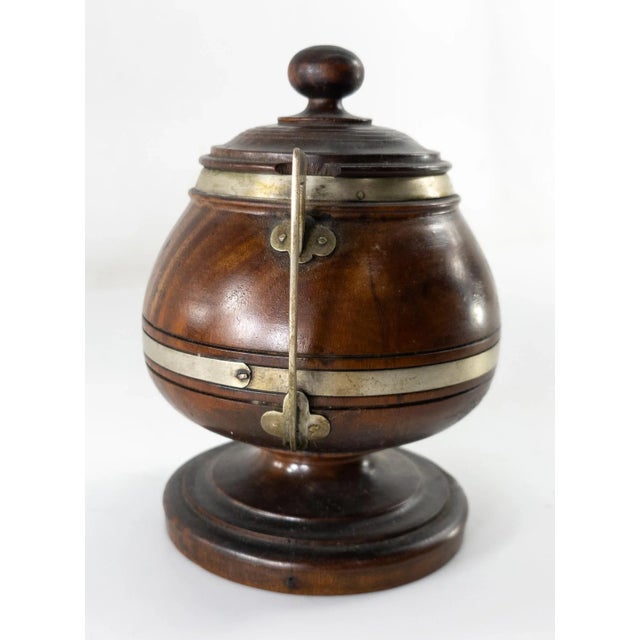 Late 19th Century 19th Century Turned Treenware Covered Cup Vessel With Paktong Mounts For Sale - Image 5 of 12