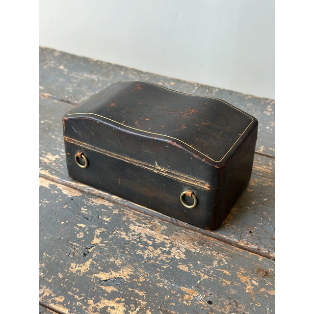 Black Vintage Sculpted Leather Box Made in Italy, Circa Mid-20th Century For Sale - Image 8 of 11