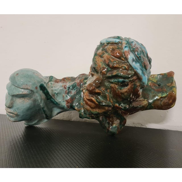 Savino Tripodi, Figurative Sculptures, 1980s, Glazed Terracotta, Set of 2 For Sale - Image 4 of 18